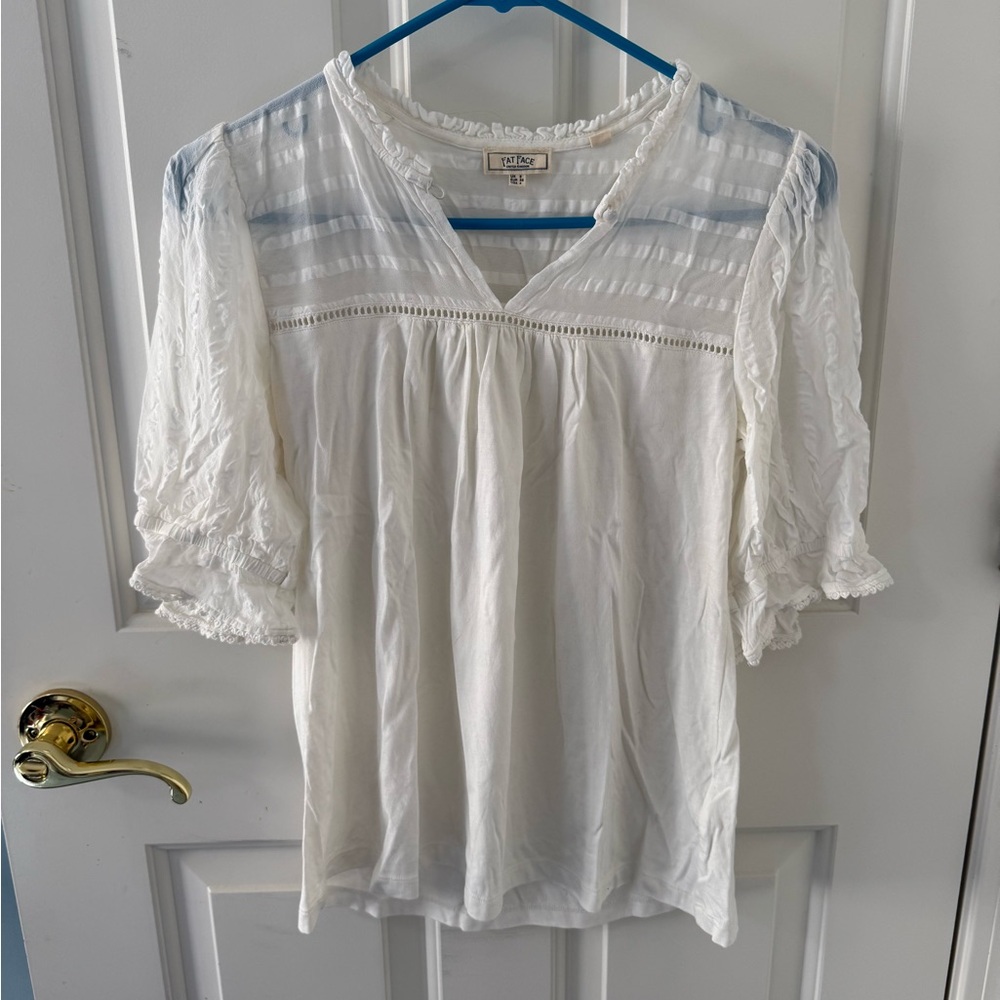 Fat Face White Ruffled Blouse